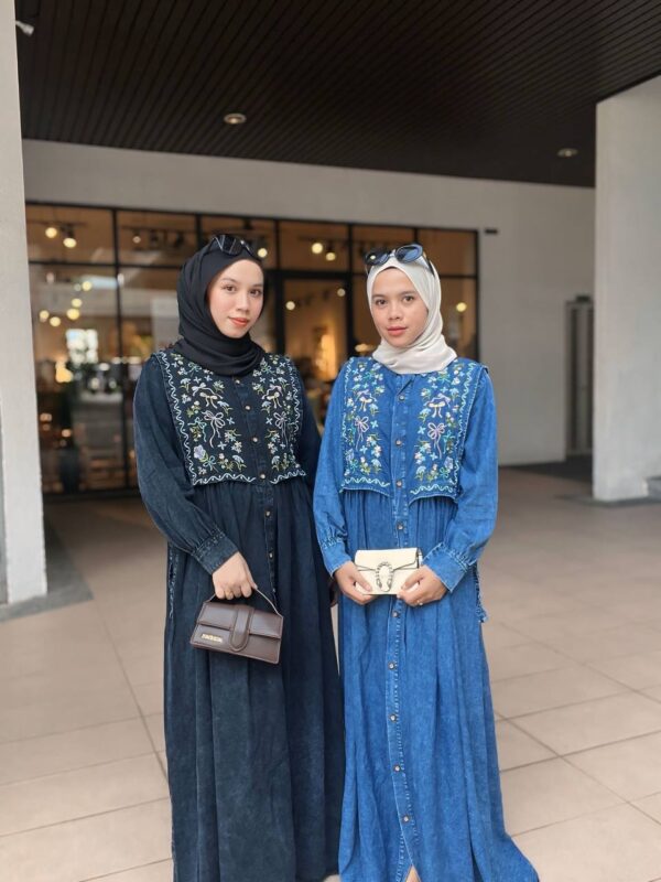 Izzara Rose Embroidery Denim Dress