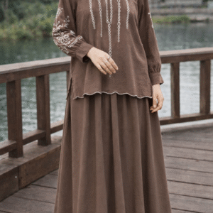 Matilda Linen Embroidery Blouse & Skirt Set