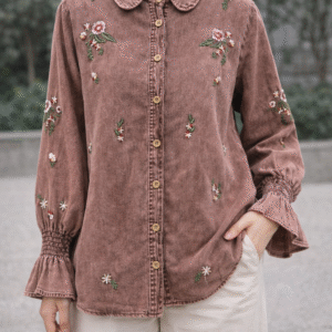 Irene Denim Embroidery Top