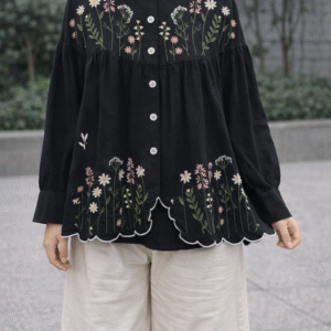 Miranda Scallop Embroidery Linen Top