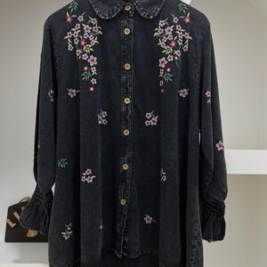 Tiara Denim Embroidery Blouse