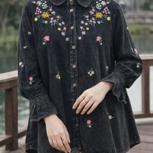 Ivyy Denim Embroidery Top