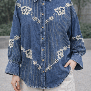 Deluna Denim Embroidery Top