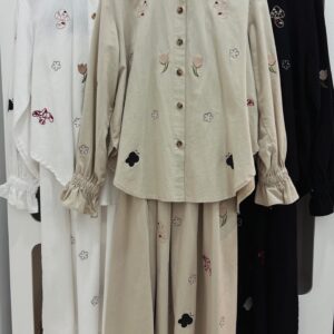 Zahra Linen Embroidery Blouse & Skirt