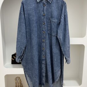 Elnara Denim Plain Tunic Top