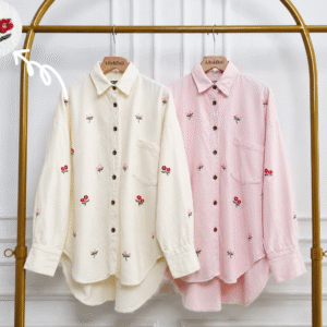 Cherry Bloom Embroidery Top Denim